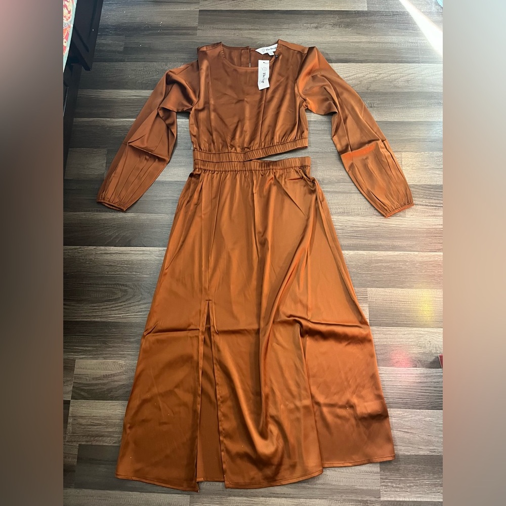 The drop silky brown dress